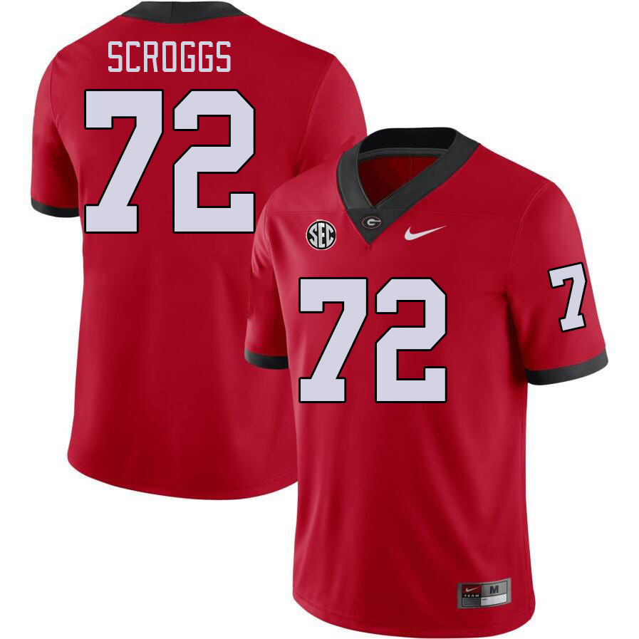Georgia Bulldogs #72 Griffin Scroggs College Football Jerseys Stitched-Red